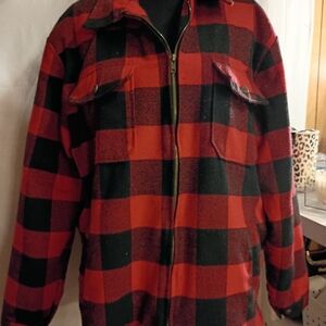 Classic Red and Black Plaid Men's Shirt Jacket